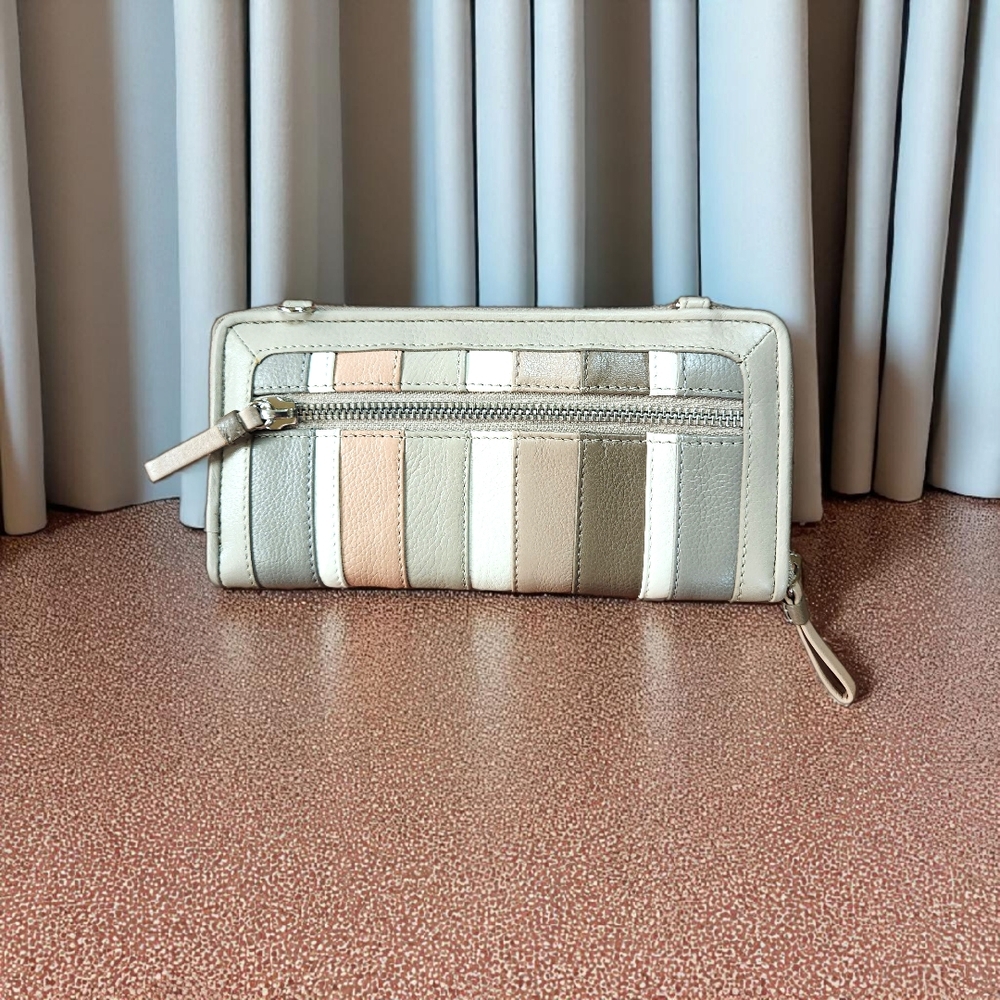 Brighton Gray and Cream Cabana Wallet - Picture 2 of 3